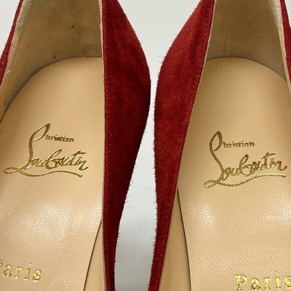 CHRISTIAN LOUBOUTIN Red Suede Pumps - Picture 9 of 10